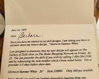 Gloria Vanderbilt doll w/glass Swan - never out of the box