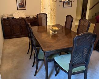 Here is another look at the dining table and chairs.  In the background is the credenza-style buffet table.