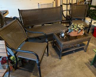Another instance of patio furniture, this time in wicker.