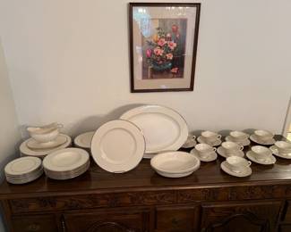 This is a photo of the china by Lennox on top of the buffet table.