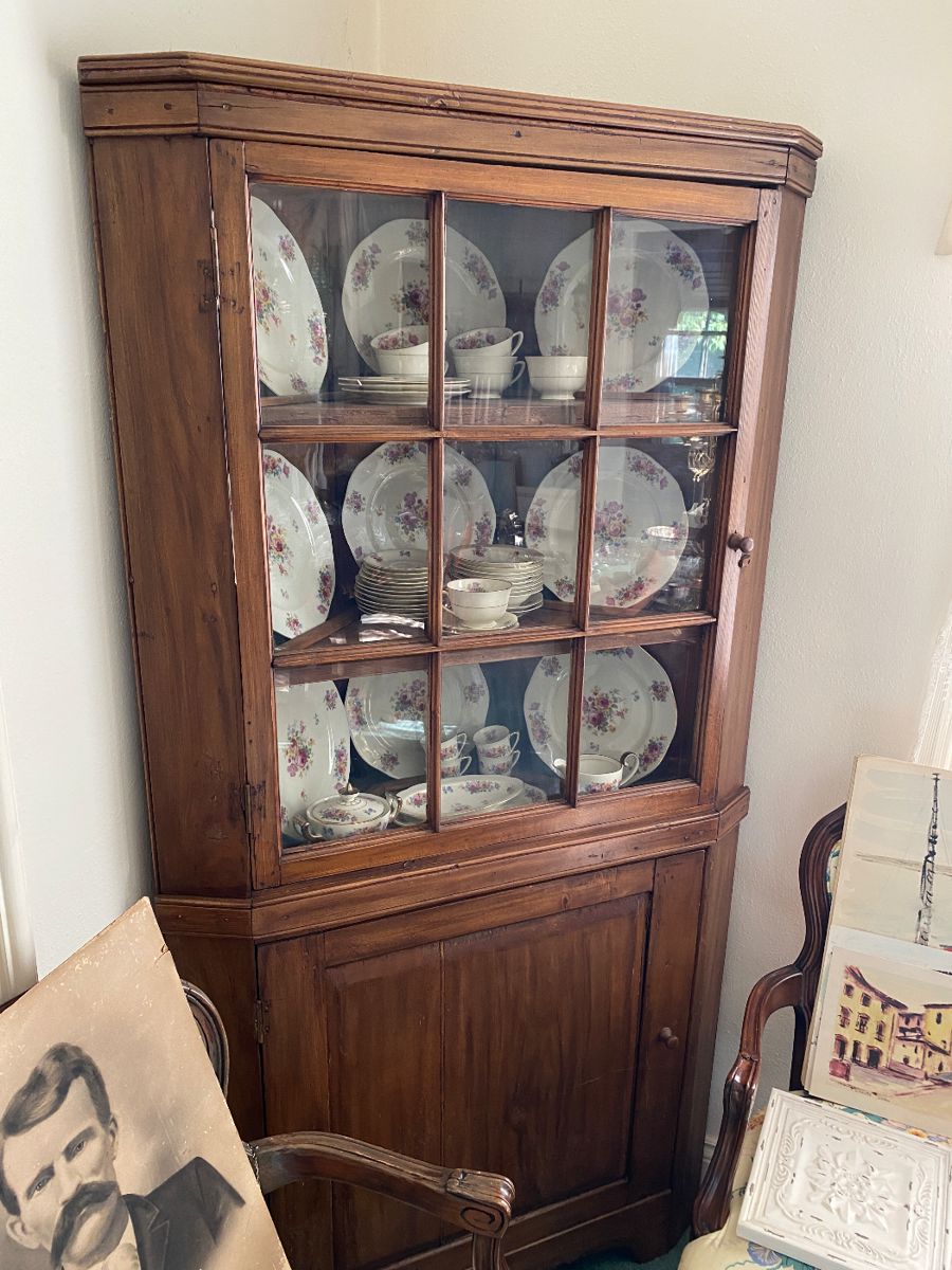 Smaller Primitive Pegged Corner Cupboard