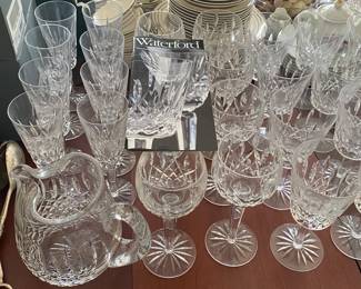Assorted Waterford Picher, Stemware and Glasses