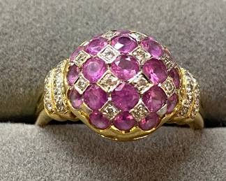 18K Gold Pink Sapphire and Diamond Le Vian/LeVian Ring