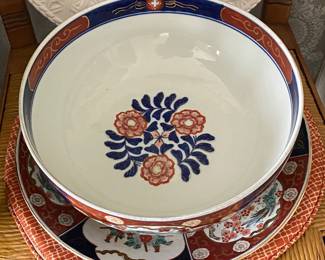 Large Gold Imari Bowl and Underplate