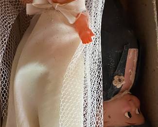 Small Old Celluloid Bride and Groom Dolls