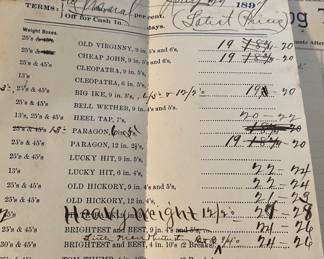 1890's Greene-Rea & Co. Yadkin College N.C. Tobacco Price List