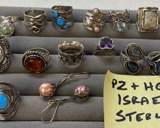 PZ and HG Israeli Designer Sterling Rings