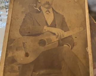 Old Cabinet Photo (Man with Guitar)