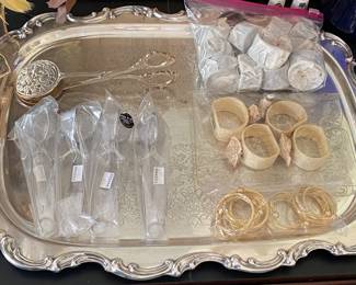 Napkin Rings/Silverplated Serving Platter