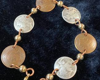 Mercury Dime and Indian Head Penny Bracelet
