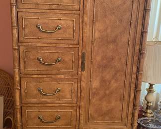 Vintage Bamboo Front Armoire/Wardrobe