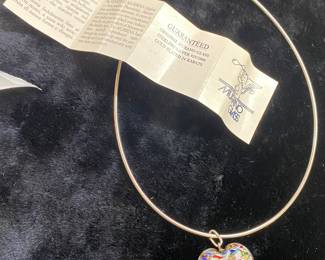 Sterling Italian Necklace with Murano Glass Pendant