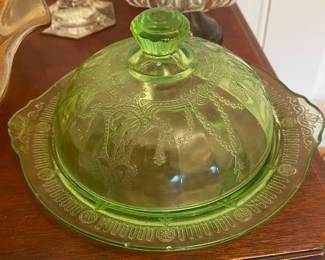 Green Depression Butter Dish