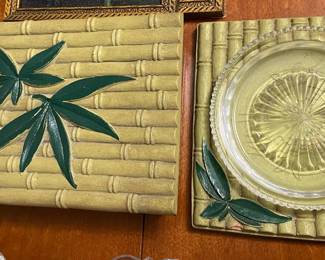 Syroco Wood Cigarette and Ashtray Set