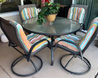 Patio Table and 4 Swivel/Rocking Chairs