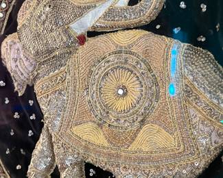Art Vintage Elephant Embroidered, Beaded Tapestry