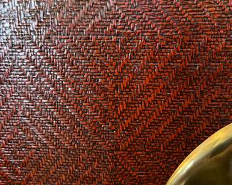 Asian 2-Door w Brass Hardware Buffet Burgundy Textured