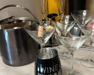 Ice Bucket, Martini Glasses