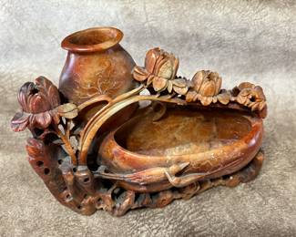 Chinese carved soapstone dish