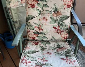 Green metal folding chairs