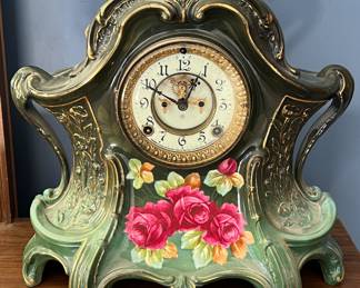 Ansonia antique porcelain "La Layon" mantle clock