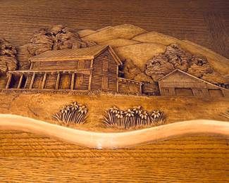 Wood carving signed by artist