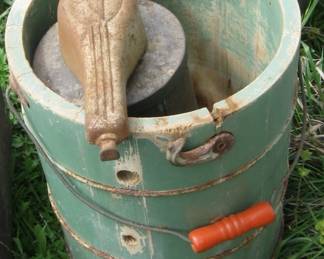 Vintage wooden ice cream maker.