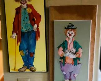 Clowns by Mae Sibley. Oil on canvas