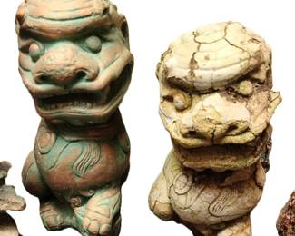 Asian Foo Dogs. Left dog in good shape, Right shows wear.