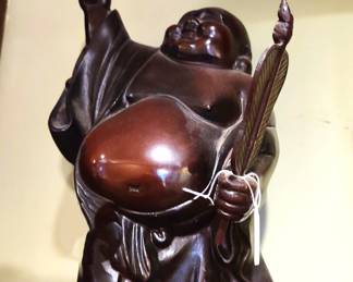 STANDING HAPPY WODDEN BUDDHA