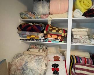 Bed linens, handmade quilts