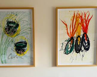 Pair of original signed lithographs by artist Dale Chihuly; each 29.5" x 41"