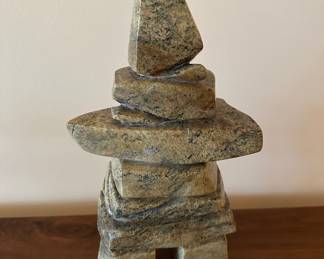 Hand-crafted rock sculpture by George Noah; 15" t x 8" w
