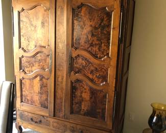 Antique Armoire with Burl Wood 