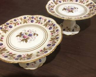 Royal Stafford "Golden Bramble" Rare Medium Size Pedestal Dessert Plates 