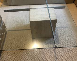 Travertine Metal  & Glass Table 