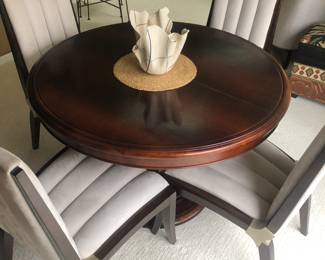 48" inch diameter Dining Table w/ One Leaf - 4 Michael Amini - Jane Seymour Dining Chairs 