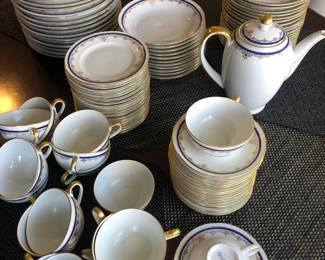 Bavaria Germany China Set with Cobalt & Gold                
 17 Dinner Plates, 18 Salad Plates, 11 Bowls, 18 Bread Plates, 18 C/Saucer Sets & Coffee Pot 