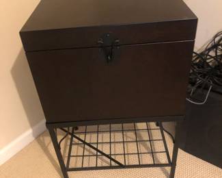 Storage box on metal stand 