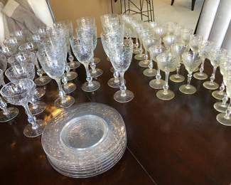 Beautiful Antique Crystal Glassware w/ Matching Plates