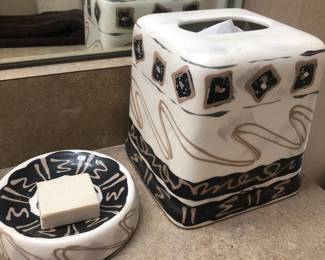 Ceramic Bathroom Tissue & Soap Dish 