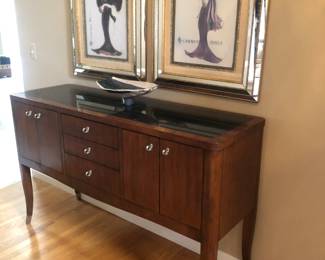 Drexel Heritage Walt Disney Collection Console 60" X 19" dp X 37" inch high with pair of Framed Prints 