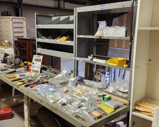 metal workbench and nutsbolts