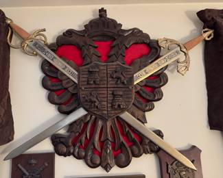 Wood Wall Coat of Arms with Swords