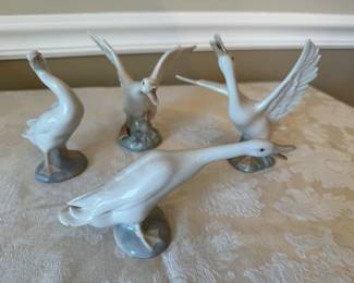 Lladro Porcelain Geese Figurines
