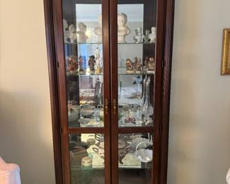 Ethan Allen 2 Door Lighted Curio Cabinet (78"H x 12"D x 34"W)