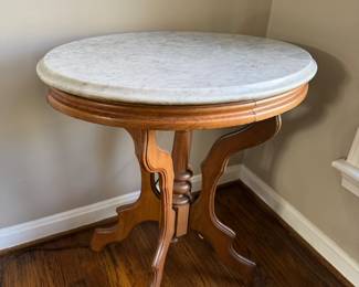 Oak Marble Topped Side Table