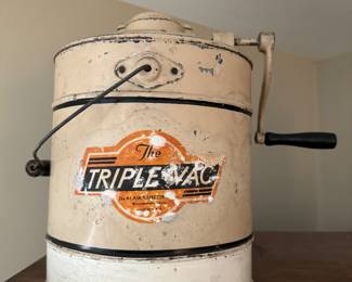Antique Coolerator Triple Vac Hand Crank Metal Ice Cream Maker Winchendon, Mass