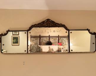 Antique Triple Wood Carved Mirror