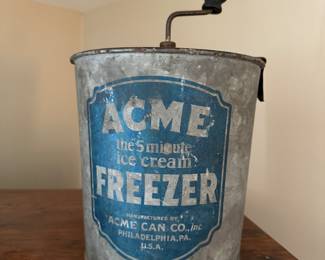Antique Acme Freezer Hand Crank Tin Ice Cream Maker Philadelphia, PA